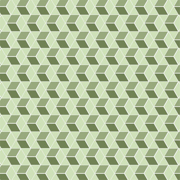 Geometric Minimalist 3D Cube Shape Abstract Pattern. Triangle. Light Green