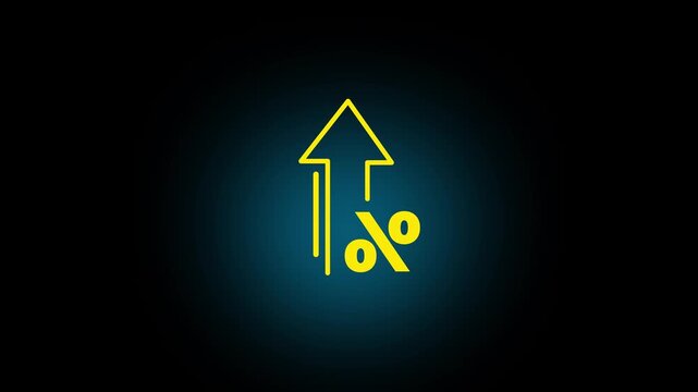 Financial growth and percentage increase concept. glowing with upward arrow and a percentage sign, representing financial growth, rising interest rates, inflation, economic progress, success
