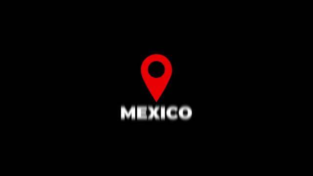Mexico Location Map Marker Red Pin Pointer.4k motion graphics video
