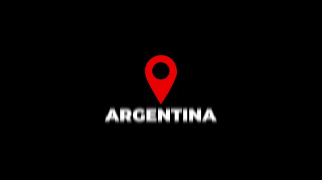 Argentina Map Marker Location Pin South America Country Marker Symbol.4k motion graphics video