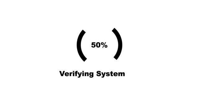 Modern circular progress loading animation with percentage indicator on White background showing digital system verifying system interface motion.4k motion graphics video