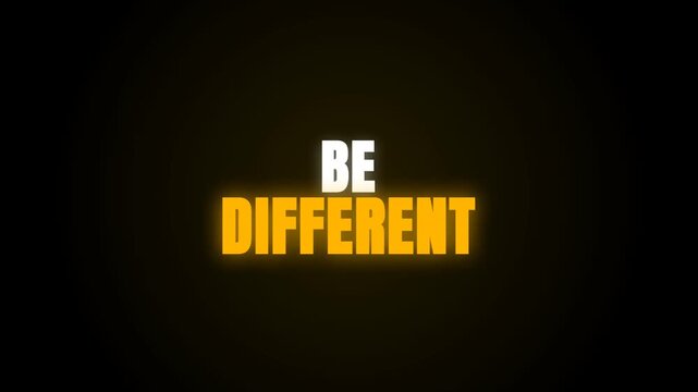A glowing golden ring expands outward from the bold text "BE DIFFERENT" against a deep black background, creating a powerful, motivational motion graphic.