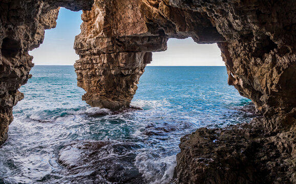 Rock cave in the Moraig cove (Alicante-Spain)
