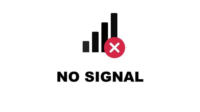 No Signal Message Graphic Illustration with Red Cross Mark and Signal Bars