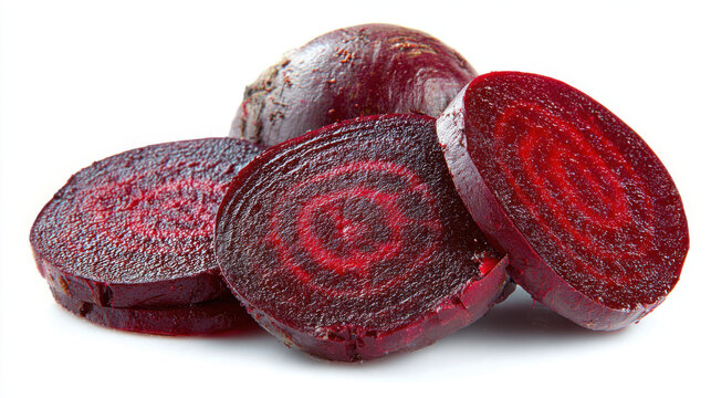 transparent beetroot slices isolated on white background