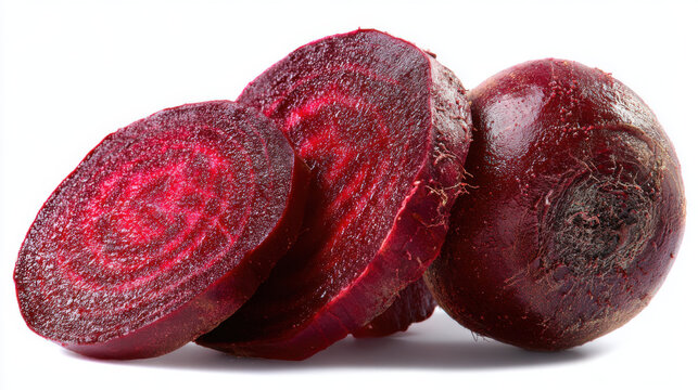 transparent beetroot slices isolated on white background