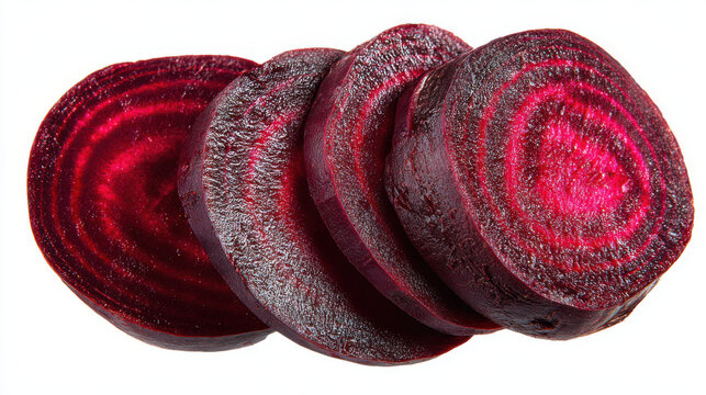 transparent beetroot slices isolated on white background