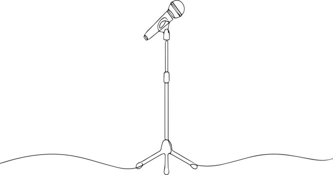 Continuous one line art microphone on stand stage concert vector