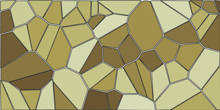 Abstract olive green Voronoi diagram vector pattern khaki earth tone polygon stone mosaic backdrop