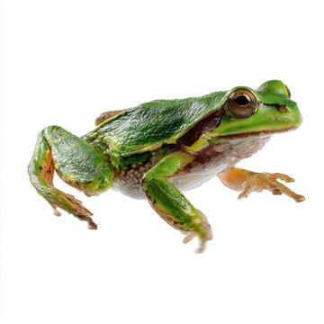 transparent frog leaping isolated on white background