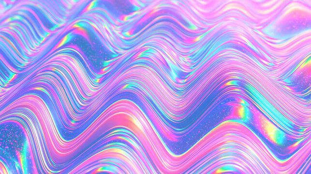 melted zig-zag lines against a holographic background, wallpaper