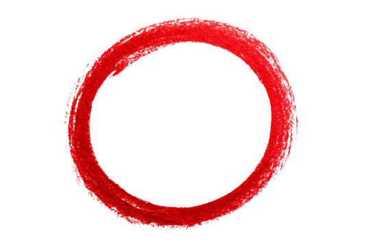 Red hand painted circle o for highlight annotation and emphasis design isolated on transparent background
