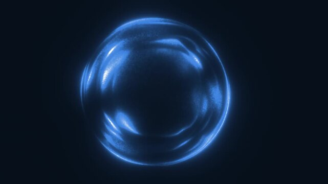 Glossy blue liquid sphere with flowing internal waves
