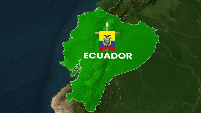 Ecuador map geographic animation featuring national flag and smooth motion footage