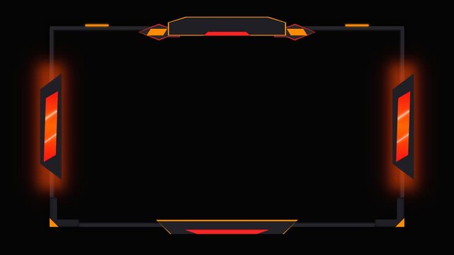 Futuristic gaming overlay frame with glowing orange lights for live stream interface design