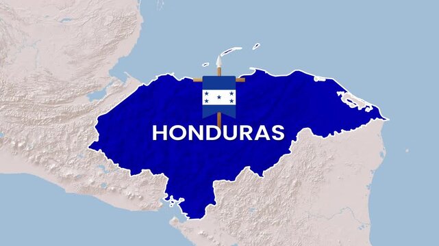 Honduras map with national flag animation for digital education video