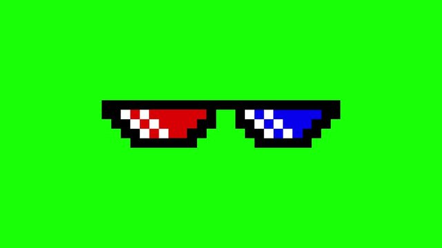 Pixelated sunglasses graphic element for cool internet meme motion footage