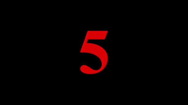 10 second countdown timer, digital circular animation from 10 to 0 seconds on black background. Simple 5-second countdown timer version included Movies start intro 10,9,8,7,6,5,4,3,2,1,0 countdown