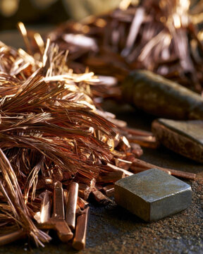 Pile of copper wire and metal scraps
