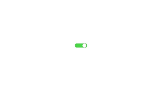 Toggle switch button animation turning on and off on black and white background