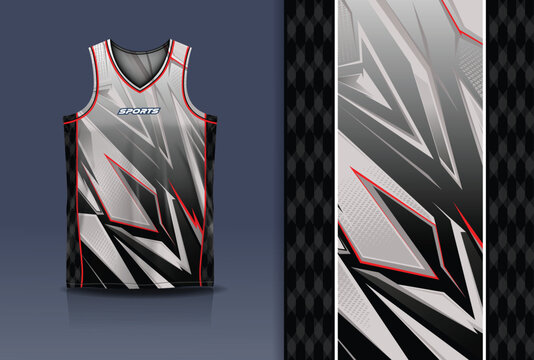 Basketball Jersey Sport Streetwear Design Abstract Geometric Lightning Pattern Gray Black Red Sublimation Fashion