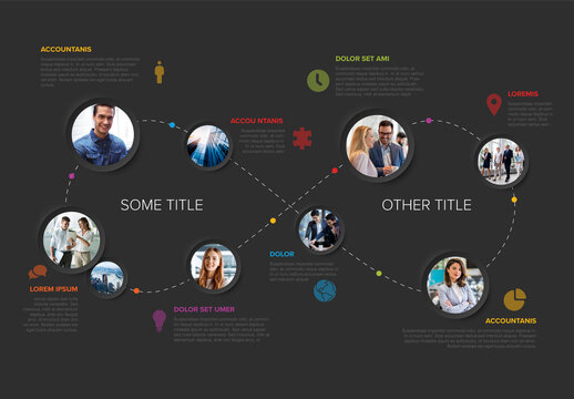 Business Infographic Template with Infinity Loop Design and Photo Placeholders