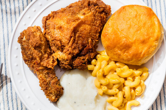Homemade Fried Chicken Dinner with Mashed Potatoes