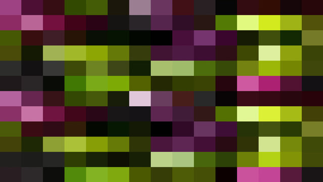 Abstract green and purple pixel block mosaic background texture pattern with digital pixelated grid layout for modern graphic design projects and screen wallpapers