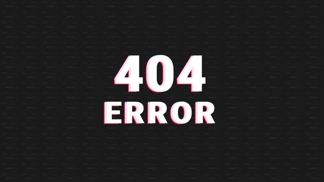 Digital 404 Error Page Concept with White Text on Black Background for Website Not Found Notification and Technical Glitch Illustration