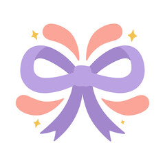 Fototapeta premium Purple bow with pink and yellow accents