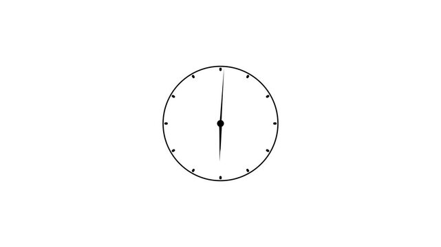Minimalist analog clock ticking animation on black and white background
