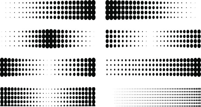 Halftone dots pattern brush stripes and lines set for design texture and graphic elements with dot brush retro pattern printing pattern dot gradient black halftone grunge dots dot art
