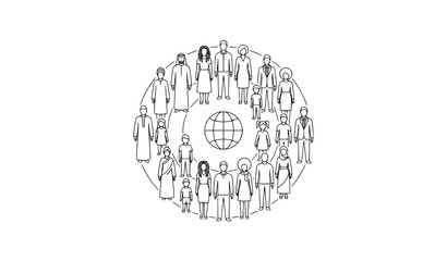 Obraz premium World Population Diversity Global People Minimalist Vector Illustration