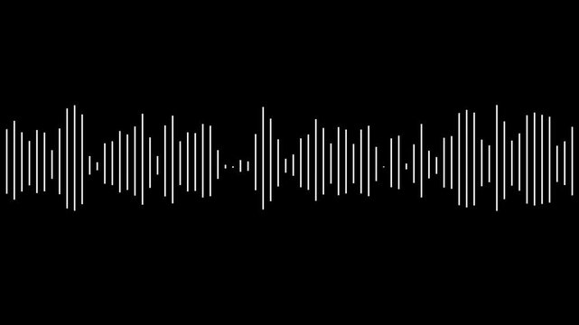 White Digital Audio Equalizer Waveform Spectrum Display Isolated on Black Background