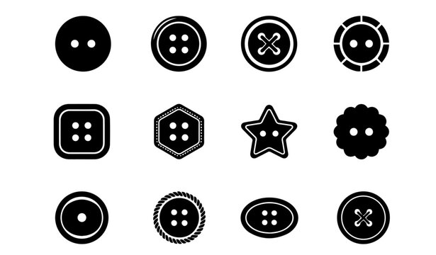 Clothing sewing buttons collection black silhouette vector icons set