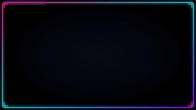 Animated Neon Frame Loop with Glowing Red and Blue Sci-Fi Border on Dark Vector Background