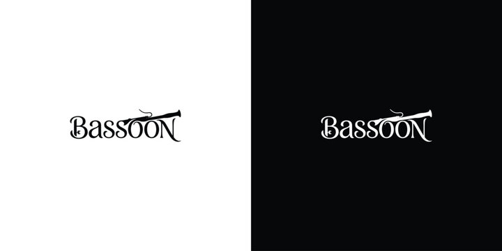 Bassoon woodwind musical instrument vector typography logo design