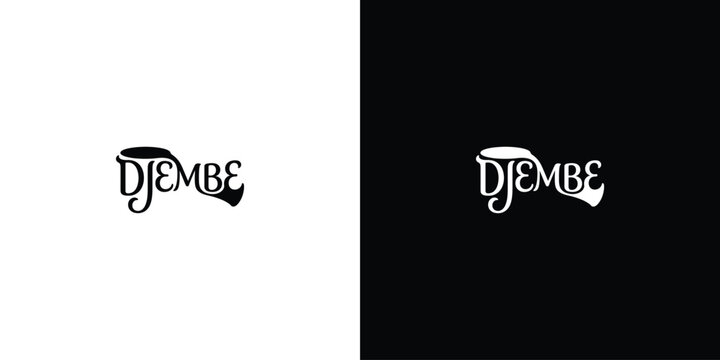Djembe drum percussion musical instrument vector typography logo