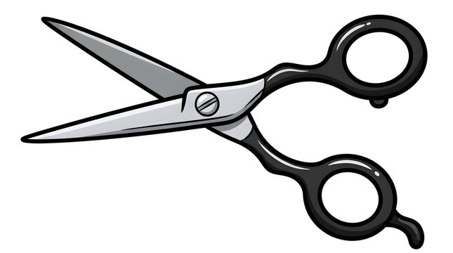 Cartoon vector illustration of professional barber scissors or hair cutting shears isolated on a white background.