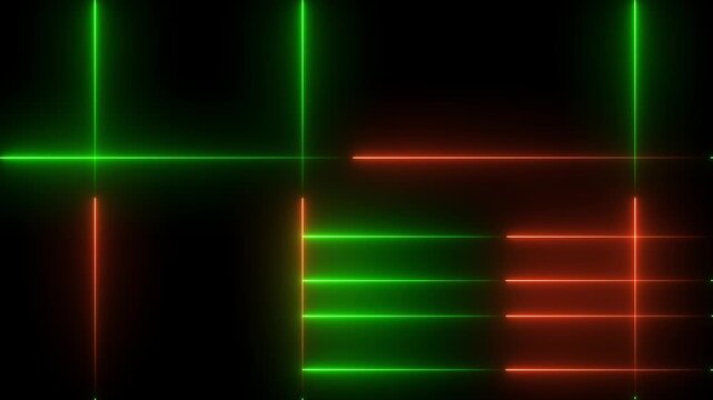 Glowing Neon Light Grid Lines Animated Abstract Motion Background Loop on Black
