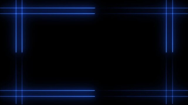 Glowing Neon Light Double Lines Frame Motion Background Loop on Black