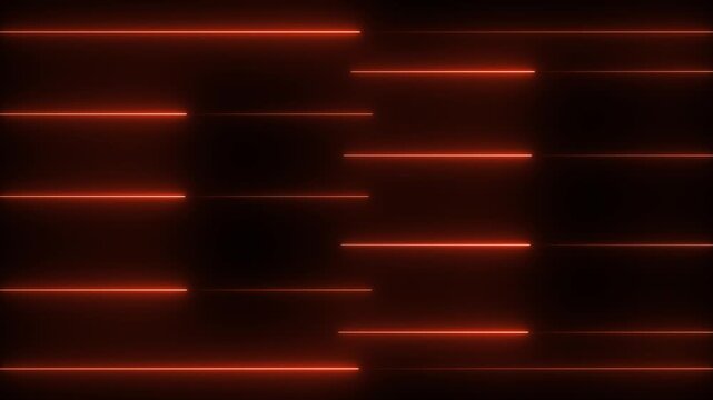 Glowing Neon Horizontal Light Lines Moving Abstract Motion Background Loop on Black