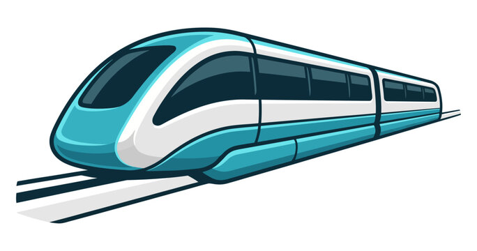 A stylized vector illustration of a modern monorail train on a white background.