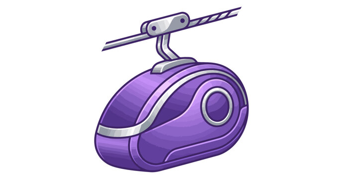 Purple cable car passenger pod icon for modern aerial transport and urban transit systems.