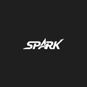 spark typography automotive ignition logo design vector