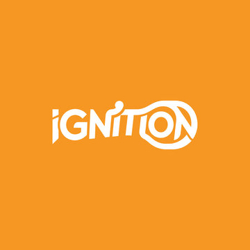 ignition typography automotive engine logo design vector