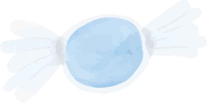Watercolor blue wrapped candy illustration