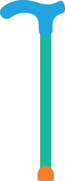 A helpful medical mobility aid featuring a sturdy turquoise shaft and comfortable blue handle provides essential physical support for seniors needing reliable assistance during daily walking