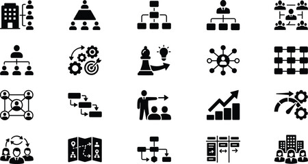 Naklejka premium Set of business management and organizational structure icons