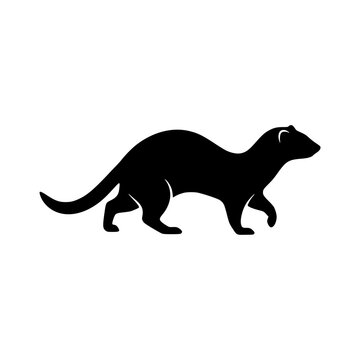 Walking ferret silhouette pet animals vector illustration, Ferret silhouette pet vector